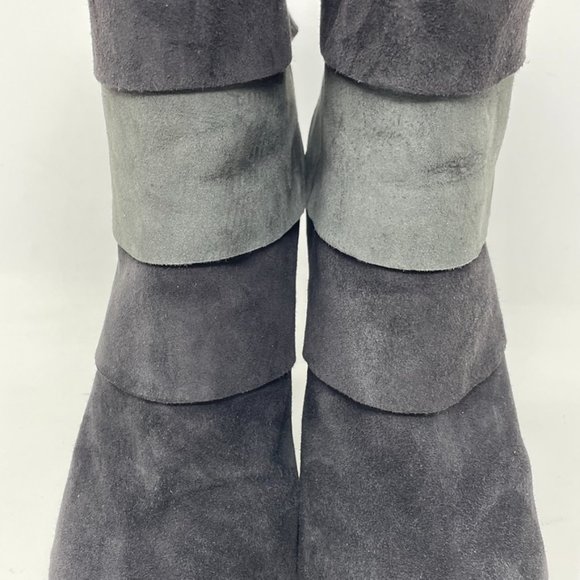 Stuart Weitzman Womens Black & Gray Suede Leather Zip Heel Booties Size 6.5 - Picture 4 of 13